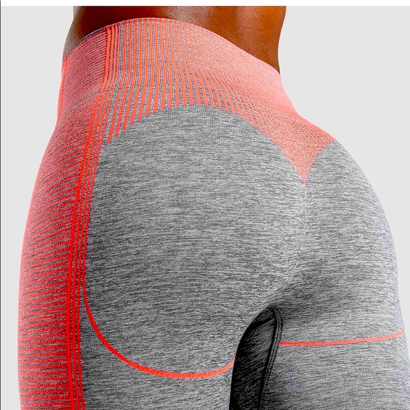 Gymshark hyper amplify seamless leggings, XS charcoal marl/coral - Picture 2 of 3